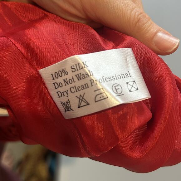 NWT Official Red Silk Asymmetrical Dress Tie Front Size UK 12 / US 8 - Picture 13 of 13